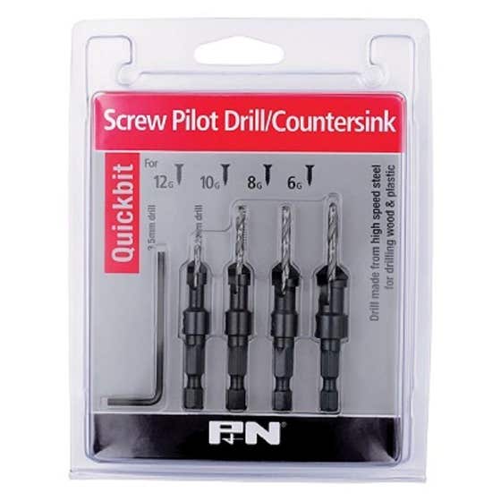 Bit Drill Pilot Countersink Quickbit 5pc Sutton