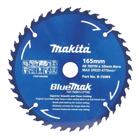 Blade Circ Saw Bluemak 165X20X40T B-15089
