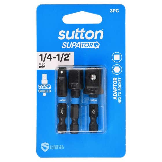 Bit Adaptor S240 H2S 1/4 3/8 1/2 50mm 3Pk Sutton