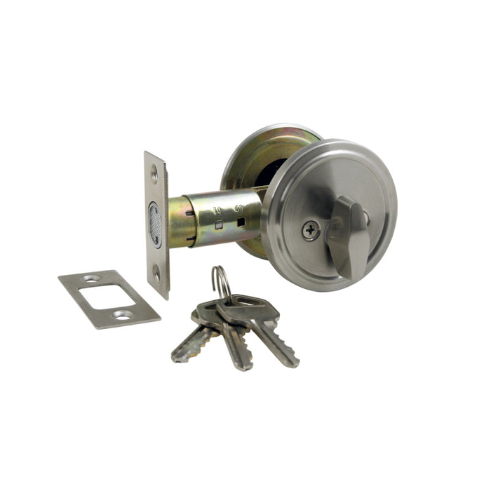 Deadbolt Sgl Cylinder Rnd Slimline Jura E Throw 27mm 9060.GN