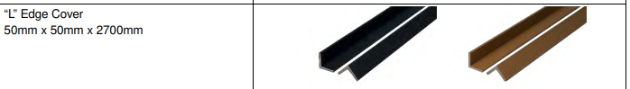 Verplex "L" Edge cover Shadow Grey 2.7m x 50mmx50mm