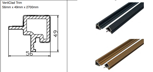 Verplex VertiClad Trim Mocha 2.7m x 56mmx49mm